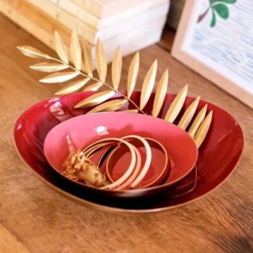 ☀️ Sézane Tracie Bowl rouge wine red gold